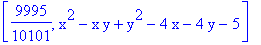 [9995/10101, x^2-x*y+y^2-4*x-4*y-5]